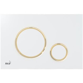 Клавиша смыва Alcaplast Thin M775 Белая Золото — фото 1, Кнопки смыва