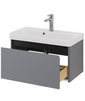 Тумба Luxury, 70 см, подвесная, 1 ящик, серый базальт — фото 11, Тумбы под раковину