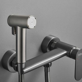 Гигиенический душ со смесителем Haiba HB5516-3 Оружейная сталь — фото 3, Гигиенические души