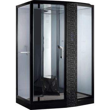 Душевая кабина Orans 150x100 R 89102rb с баней профиль Черный задние стенки Черные — фото 1, Душевые кабины