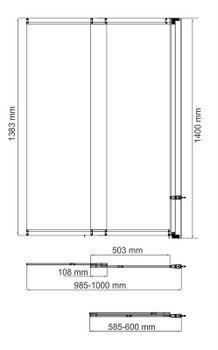 Main 41S02-100 RM Стеклянная шторка — фото 6, Шторки для ванной раздвижные