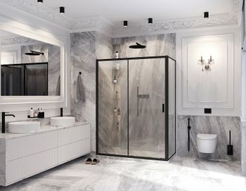 Душевой уголок Ambassador Forsa 160х90 17021222AB-90AB профиль Черный стекло прозрачное — фото 7, Прямоугольные душевые уголки