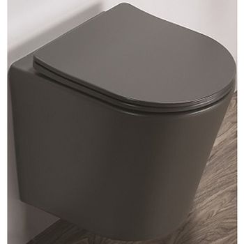 Унитаз CeramaLux B2330-2MDH подвесной Серый матовый с сиденьем Микролифт — фото 1, Подвесные унитазы