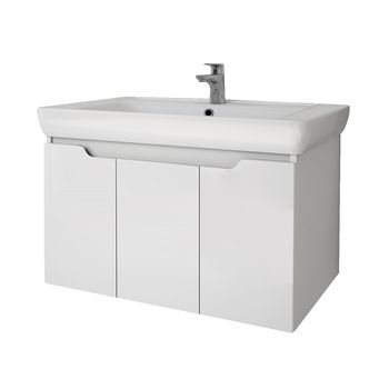 Тумба Q (D), 70 см, подвесная, 2 дверцы, белый глянец — фото 4, Тумбы под раковину