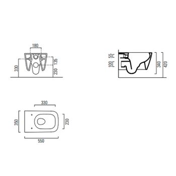 Унитаз GSI Nubes 961509 подвесной Белый матовый без сиденья — фото 2, Подвесные унитазы