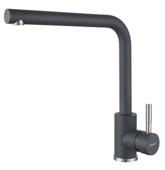 GRANFEST QUARZ Смеситель для кухни Г-обр. D-35мм темно-серый арт. GF- — фото 1, Смесители для кухни