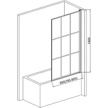 Шторка на ванну AQUAme 80 R AQM2858-R профиль Черный матовый стекло прозрачное — фото 5, Неподвижные шторки для ванной