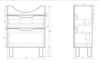 Тумба LAGUNA PLUS, 65 см, подвесная/напольная, 2 ящика, с опорами, белый глянец — фото 7, Тумбы под раковину