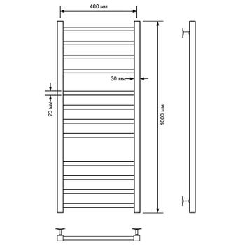 Водяной полотенцесушитель Comfysan Pioli-K W-10 100x40 014407 Черный матовый — фото 2, Водяные полотенцесушители