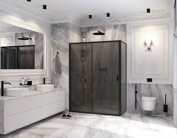 Душевой уголок Ambassador Forsa 110х110 17022217ABB-110ABB профиль Черный стекло тонированное — фото 7, Квадратные душевые уголки