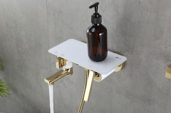 Смеситель для ванны Lemark Mista LM6414WG Золото Белый — фото 3, Смеситель для ванны