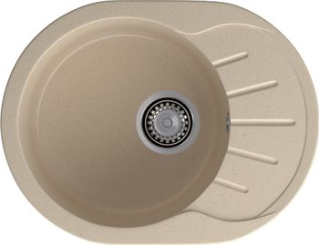 GRANFEST Мойка RONDO 580L 1-чаша+крыло 579*445мм кашемир арт.GF- — фото 2, Кухонные мойки