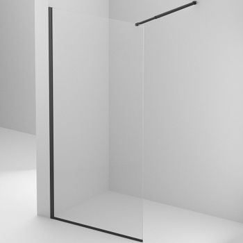 Душевая перегородка BelBagno Kraft 100 KRAFT-L-1-100-C-NERO профиль Черный матовый стекло прозрачное — фото 1, Душевые перегородки