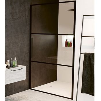 Душевая дверь Riho Grid 80 G004001121 (GB1080000) профиль Черный стекло прозрачное — фото 1, Распашные душевые двери