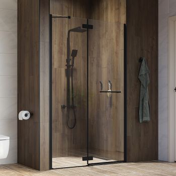 Душевая дверь Iddis Slide 110 SLI6BH1i69 профиль Черный стекло прозрачное — фото 1, Распашные душевые двери