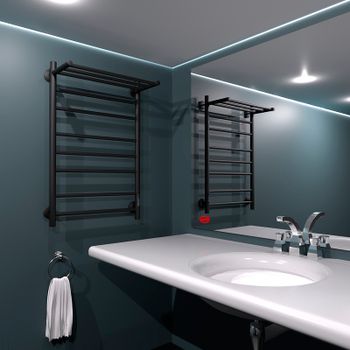 Электрический полотенцесушитель Маргроид Вид 10 800x500 10-8050-1051-9005R правый с полкой Черный ма — фото 5, Электрические полотенцесушители