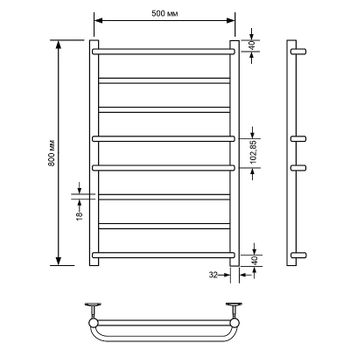 Водяной полотенцесушитель Comfysan Puro-K W-8 80x50 013264 Черный матовый — фото 2, Водяные полотенцесушители