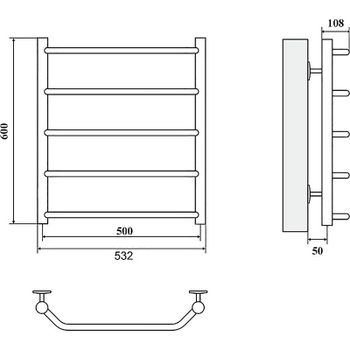 Водяной полотенцесушитель Domoterm Лаура П5 500x600 Золото — фото 2, Водяные полотенцесушители