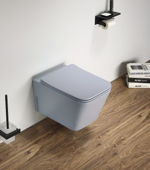 Унитаз CeramaLux 5170MHL подвесной Голубой матовый с сиденьем Микролифт — фото 3, Подвесные унитазы