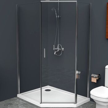 Душевой уголок BelBagno Uno 100х80 UNO-195-PH-1-100/80-C-Cr профиль Хром стекло прозрачное — фото 1, Душевые уголки трапеция