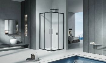 Душевой уголок Good Door Cofe CR-80-C-B 80x80 КФ00005 профиль Черный стекло прозрачное — фото 3, Квадратные душевые уголки