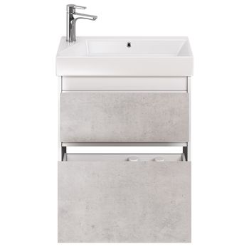 Тумба SLIM, 65 см, подвесная/напольная, 2 ящика, белый глянец / бетон — фото 11, Тумбы под раковину