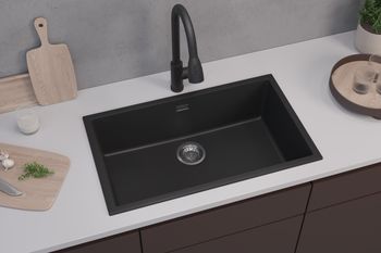 Мойка для кухни ALVEUS OMNI 40 GRANITAL CARBON-G91 750x450x198 с сифоном 1145083 — фото 2, Кухонные мойки