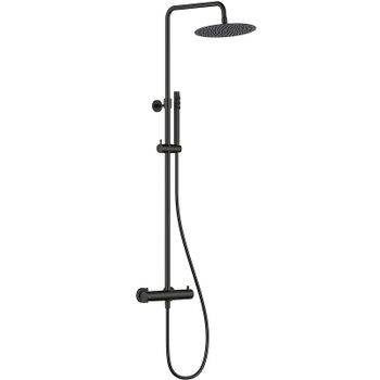 Душевая система AQUAme AQM8006MB с термостатом Черная матовая — фото 1, Душевые стойки