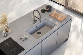 Мойка для кухни ALVEUS OMNI 40 GRANITAL CONCRETE-G81 750x450x198 с сифоном 1145083 — фото 3, Кухонные мойки