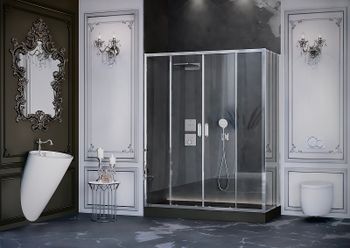 Душевой уголок Ambassador Forsa 140х100 17021109AX-100AX профиль Хром стекло прозрачное — фото 4, Прямоугольные душевые уголки