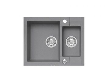 Мойка для кухни ROCK 80 GRANITAL BEIGE-G55 595x475x160;1+1/2 с сифоном 1105299, — фото 1, Кухонные мойки