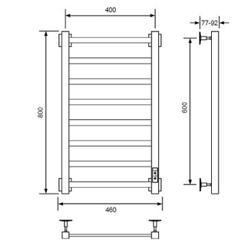 Электрический полотенцесушитель Comfysan Roma-K EC-8 80x40 016579 Черный матовый — фото 2, Электрические полотенцесушители