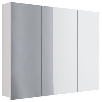 Шкаф зеркальный ALMI, 90 см, 3 дверцы, 6 стеклянных полок, белый — фото 4, Зеркальные шкафы в ванную