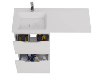 Тумба Bona, 60 см, напольная, 2 ящика, белый глянец — фото 5, Тумбы под раковину