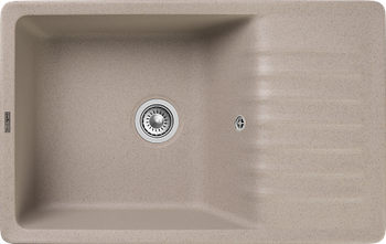 GRANFEST Мойка QUARZ 72 1-чаша+крыло 760*480мм песочный арт.GF-ZW- — фото 1, Кухонные мойки