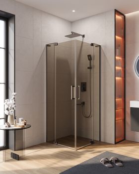 Душевой уголок CEZARES SLIDER-A-2-70/80-BR-GM — фото 1, Квадратные душевые уголки