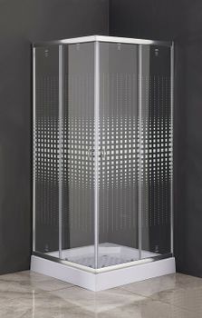 Душевой уголок Parly 80x80 ZQ8111 профиль Хром стекло прозрачное с рисунком — фото 4, Квадратные душевые уголки