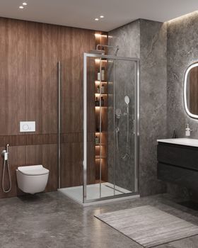 Душевой уголок CEZARES MOLVENO-AF-31-100-C-CR-IV — фото 1, Квадратные душевые уголки