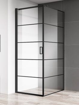 Душевой уголок AQUAme 80x80 L AQM5215-LH-8 профиль Черный матовый стекло прозрачное — фото 5, Квадратные душевые уголки