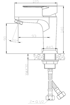 Смеситель "Asti" д/рак, без дон/кл, арт. AT 26 M — фото 2, Смесители для раковины