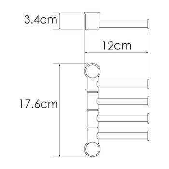 K-1054BLACK Держатель полотенец четверной — фото 2, Полотенцедержатели