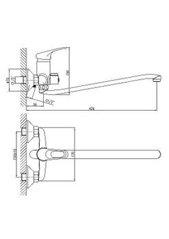 Смеситель для ванны Haiba HB2213-1 универсальный Хром матовый — фото 2, Смеситель для ванны