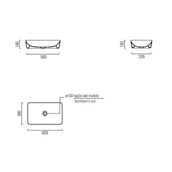 Раковина-чаша GSI Nubes 60 903626 Ardesia opaco — фото 2, Раковины накладные