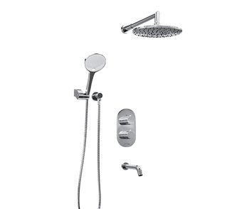 A174819 Thermo Встраиваемый комплект для ванны с верхней душевой насадкой, лейкой и изливом — фото 2, Встраиваемые душевые комплекты