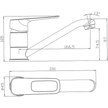 Смеситель для раковины Rossinka RS46-22 Хром — фото 2, Смесители для раковины