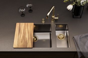 Мойка для кухни KOMBINO 50 MONARCH ANTRACITE SAT-90 542X442X195 U в компл. с выпуском без сифона, — фото 2, Кухонные мойки