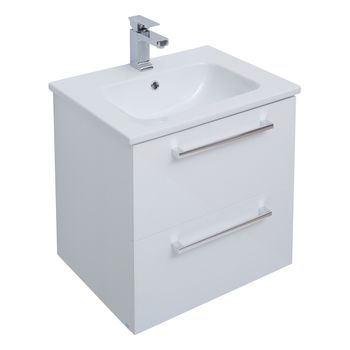 Тумба GIO, 60 см, подвесная, 2 ящика, белый глянец — фото 7, Тумбы под раковину