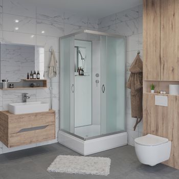 Душевая кабина Niagara Classic NG-33084-14QBK (100х80х200) средний поддон(26см),стекло матовое,4 мес — фото 1, Душевые кабины