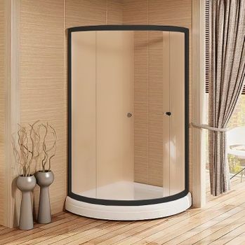 Душевой уголок Radomir Найт 100x100 1-03-6-0-0-0031 профиль Черный стекло матовое — фото 3, Душевые уголки четверть круга