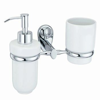 Аксесс Main K-9289C Держатель стакана и дозатора (блистер), КЕРАМИКА, хром, WasserKRAFT — фото 1, Дозаторы